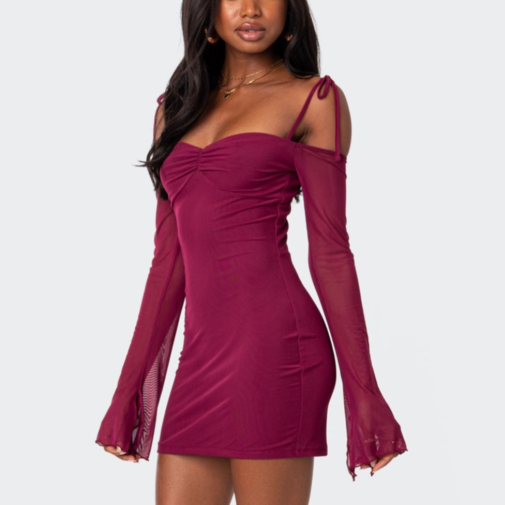 COPY - Edikted Ariel Off Shoulder Mesh Mini Dress